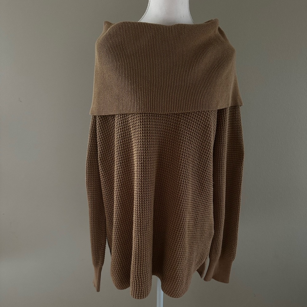 Michael Kors Knit Sweater | Oversized Cowl Neck | Neutral Brown | M